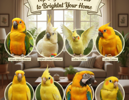 8 Yellow Parrots