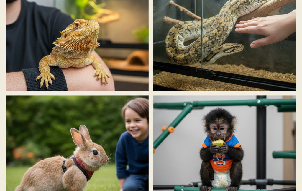 Bearded Dragon vs Snake vs Rabbit vs Monkey