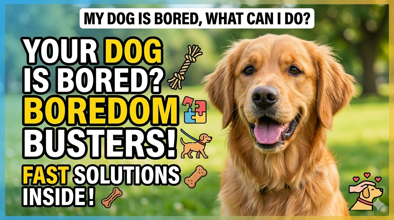Bored dog staring at the camera with toys scattered around