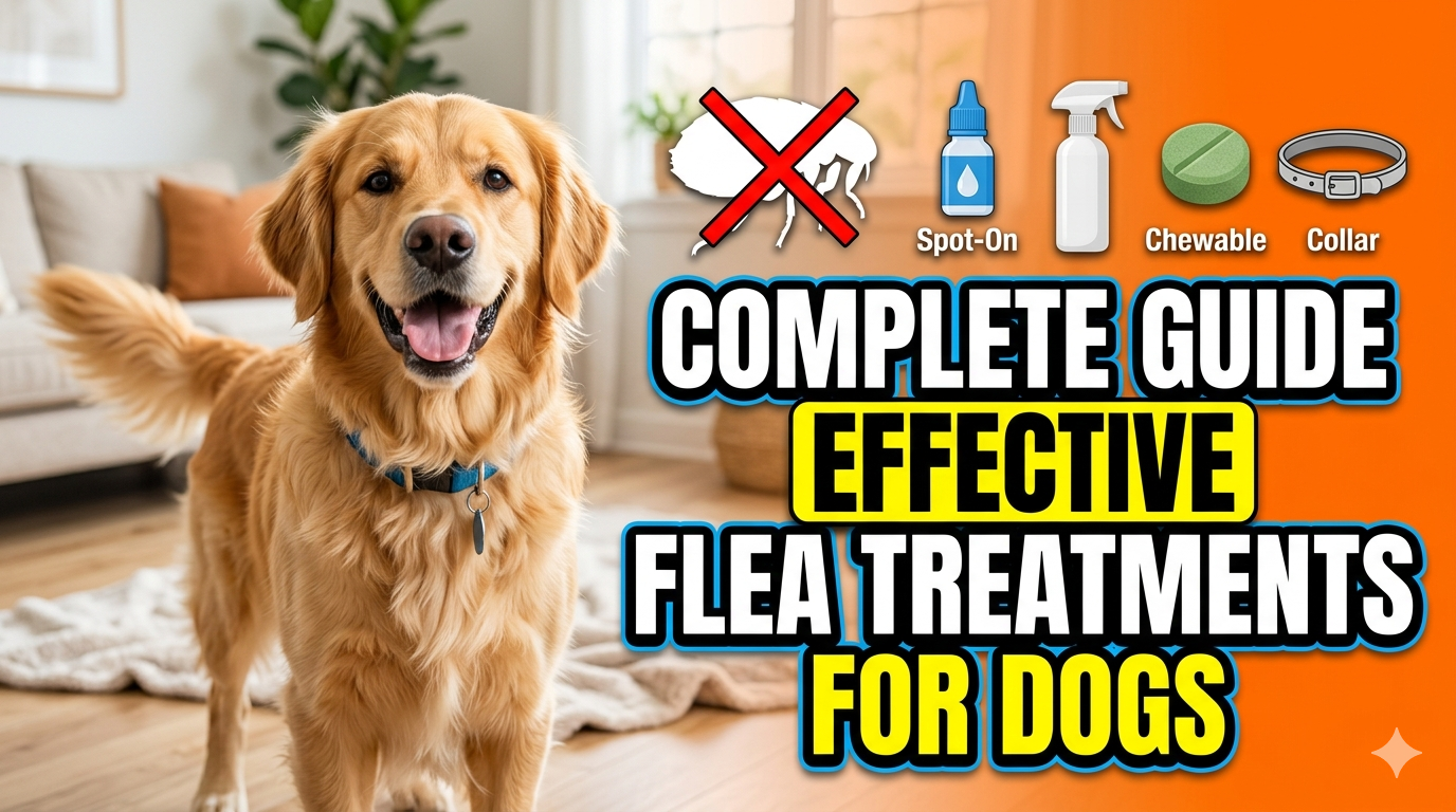 Happy dog getting flea treatment with clean, shiny coat