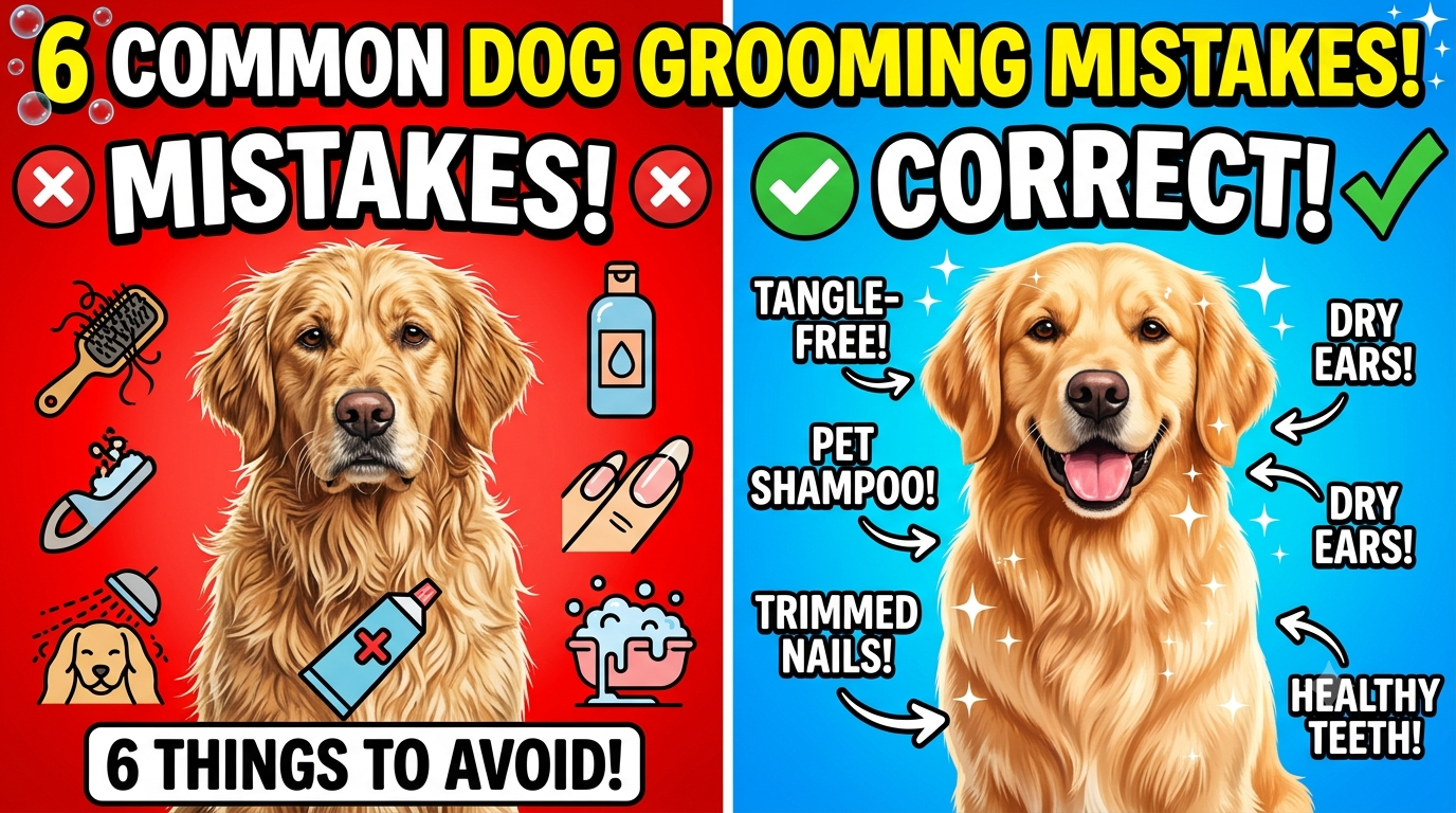 A frustrated owner struggling to brush a tangled dog at home