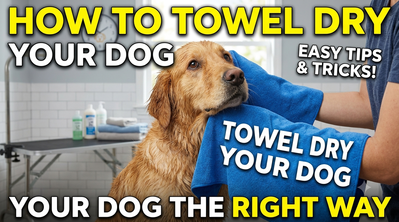 A clean dog wrapped cozily in a soft towel after a bath