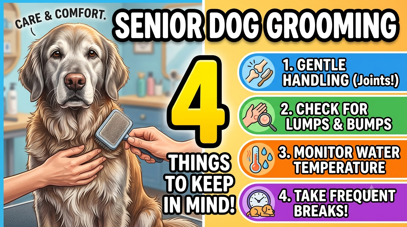 A gentle hand softly brushing the face of a senior Golden Retriever