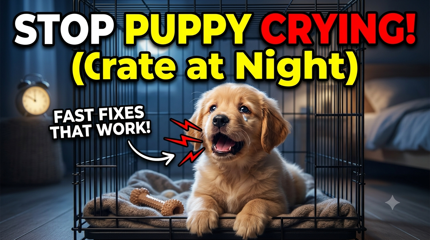 A tired, relaxed puppy sleeping soundly inside a comfortable wire crate