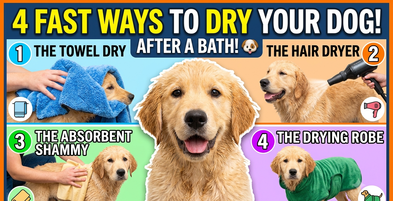4 Methods For Drying Your Dog After A Bath