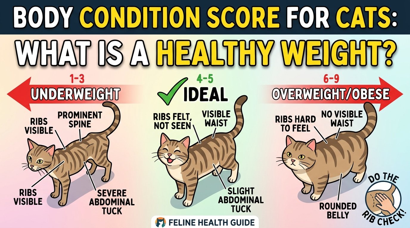 A healthy, lean cat looking directly at the camera
