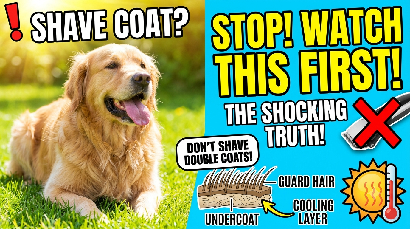 A fluffy dog panting happily in the shade during summer