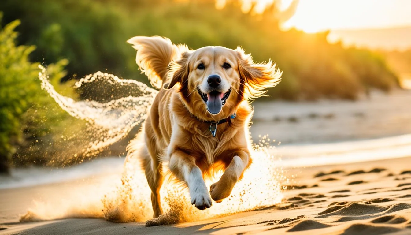 Golden Retriever exercising