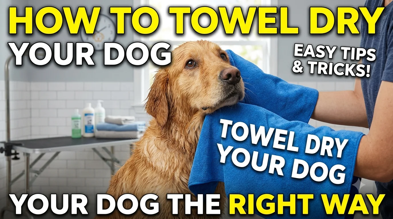 A clean dog wrapped cozily in a soft towel after a bath